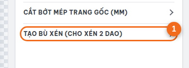Bấm tiêu đề "Tạo bù xén (cho xén 2 dao)" để mở mục